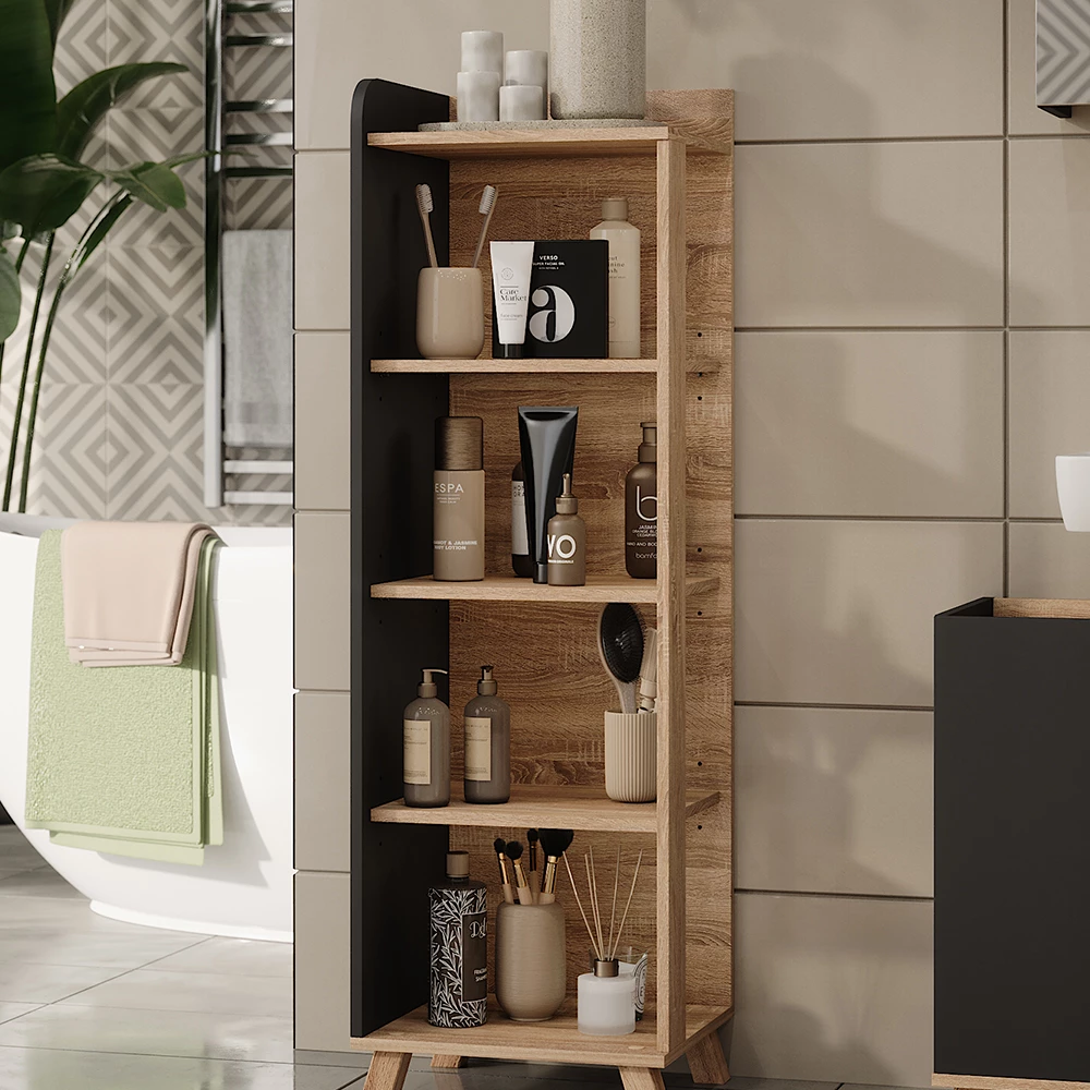 Vicco Badkamermeubel "Karen", Sonoma/antraciet, 40 x 128 cm met 4 compartimenten