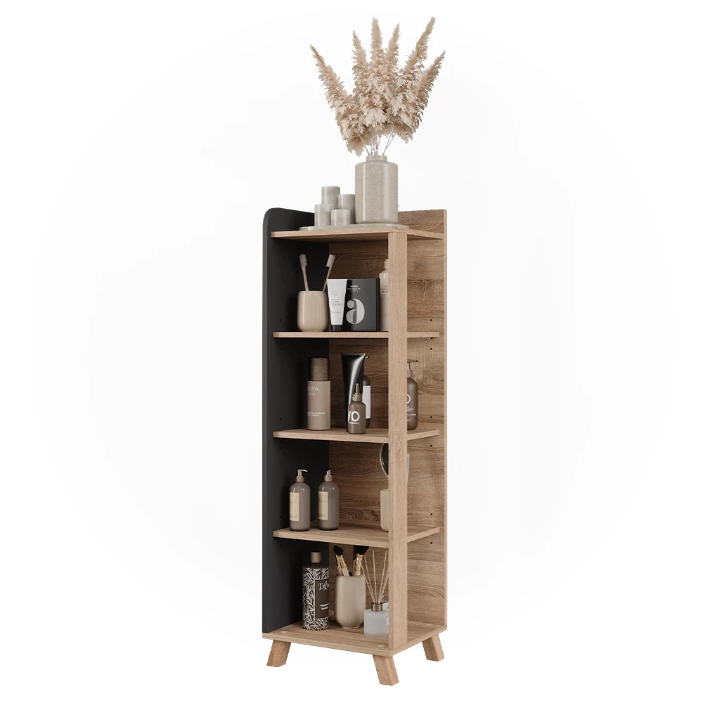 Vicco Badkamermeubel "Karen", Sonoma/antraciet, 40 x 128 cm met 4 compartimenten