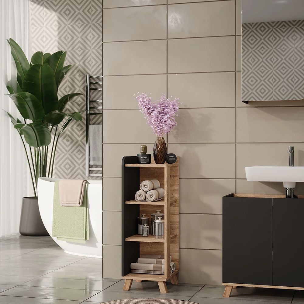 Vicco Midikast "Karen", Sonoma/antraciet, 30 x 90 cm met 4 planken