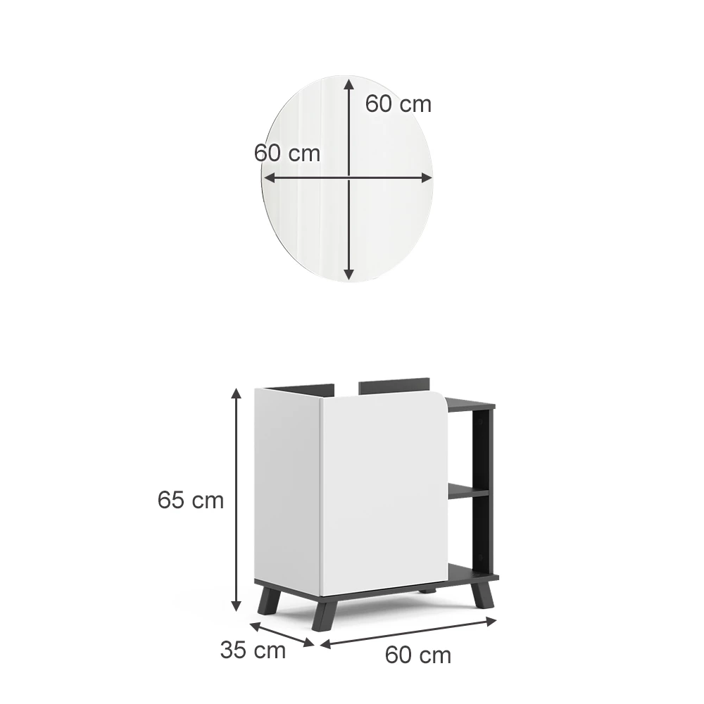 Vicco Badmöbel-Set "Karen", Anthrazit/Weiß, 2 Teile