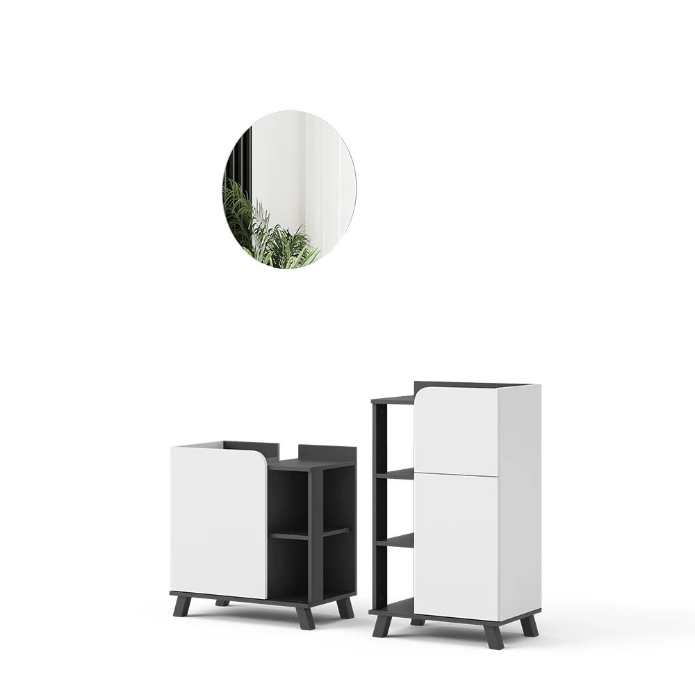 Vicco Badmöbel-Set "Karen", Anthrazit/Weiß, 3 Teile