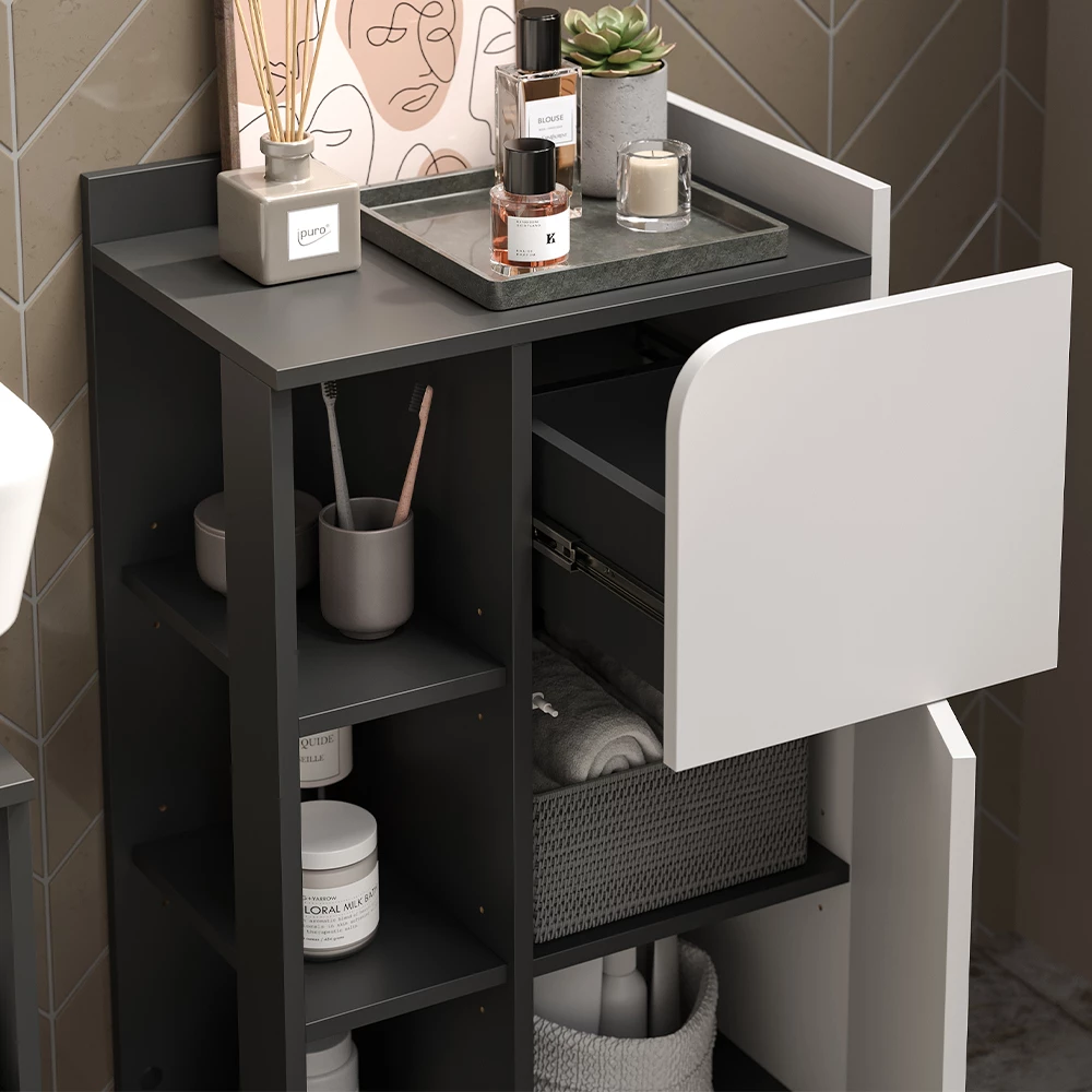 Vicco Badmöbel-Set "Karen", Anthrazit/Weiß, 3 Teile