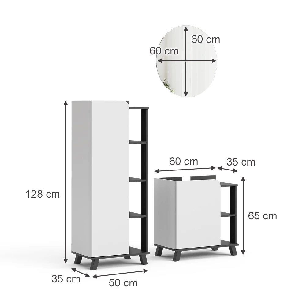 Vicco Badmöbel-Set "Karen", Anthrazit/Weiß, 3 Teile