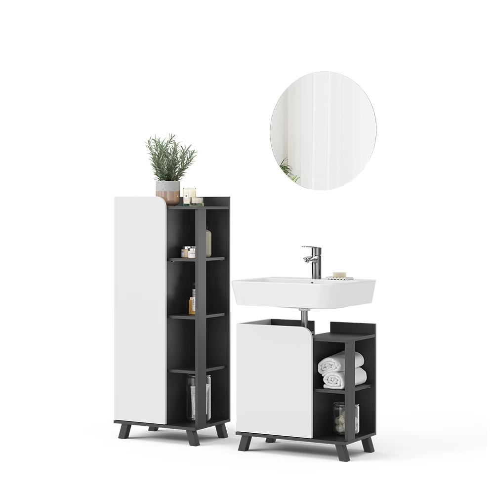 Vicco Badmöbel-Set "Karen", Anthrazit/Weiß, 3 Teile