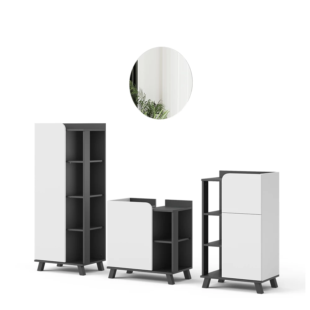 Vicco Badmöbel-Set "Karen", Anthrazit/Weiß, 4 Teile