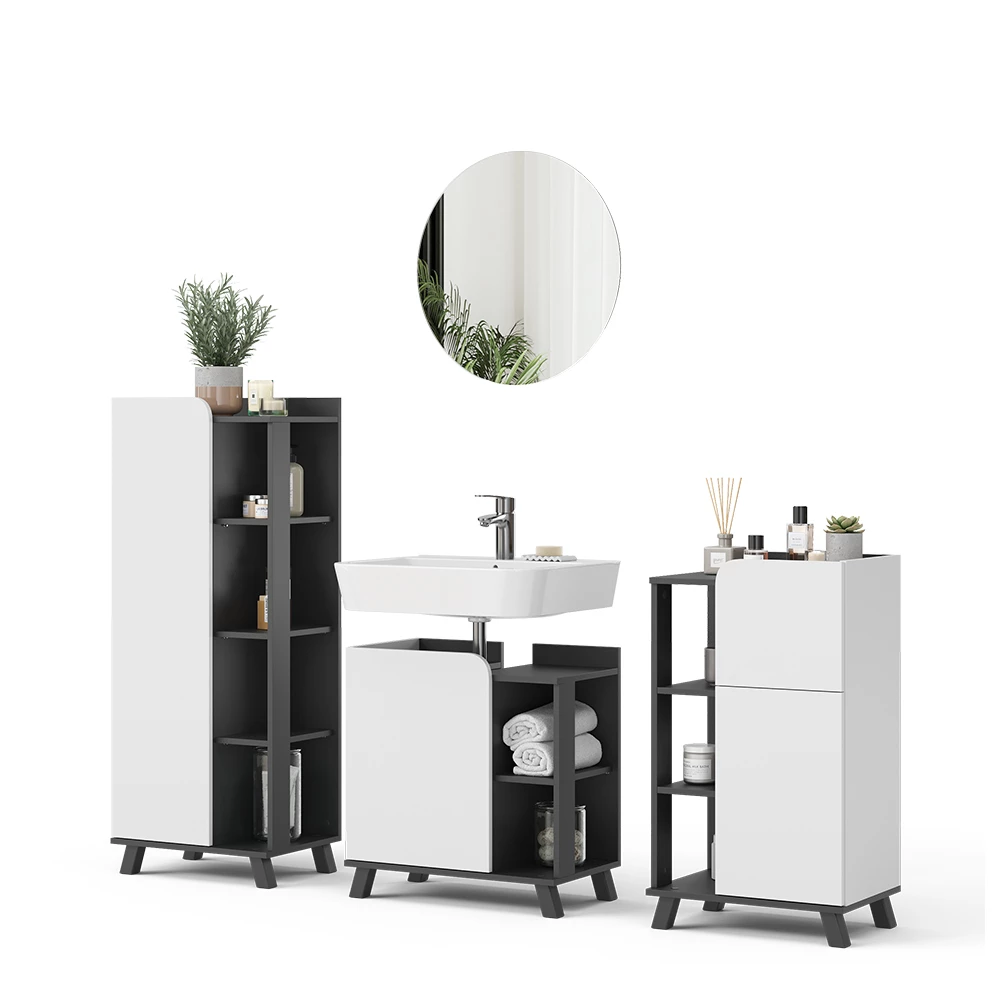 Vicco Badmöbel-Set "Karen", Anthrazit/Weiß, 4 Teile