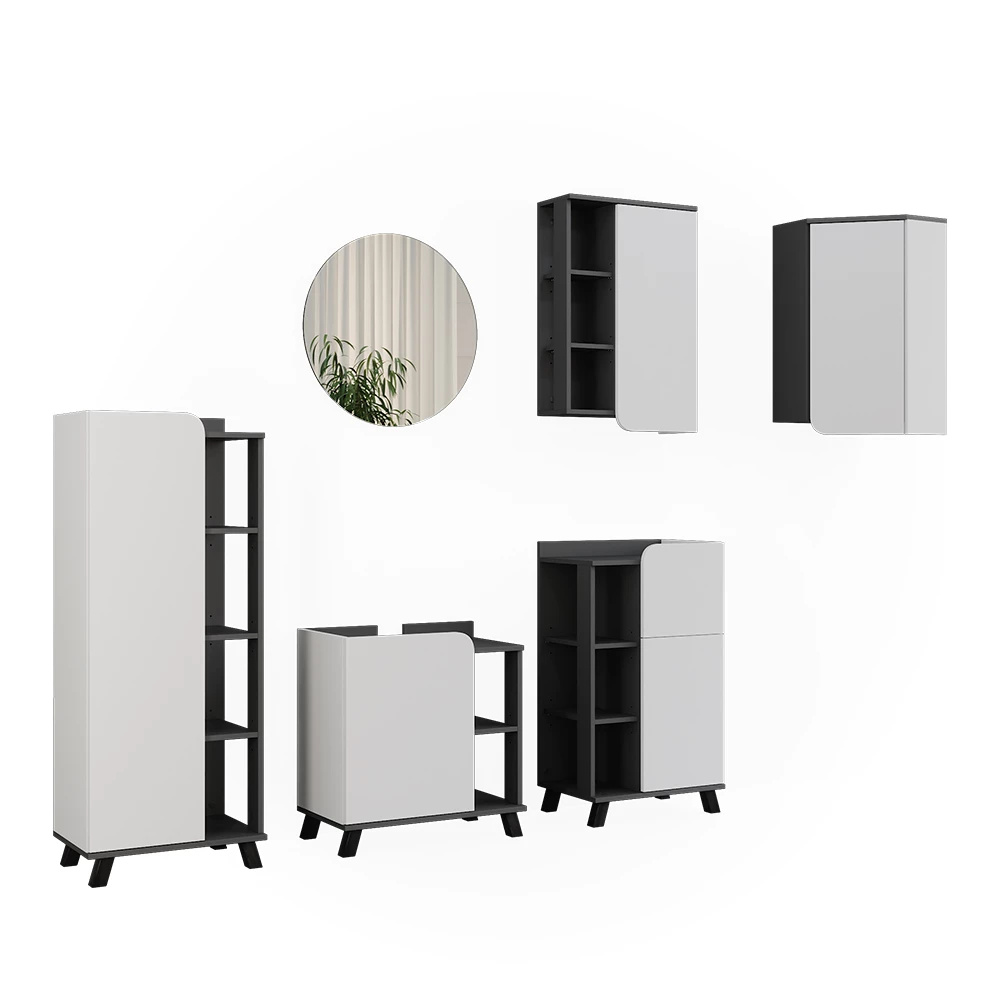 ViccoSet de mobilier de baie"Karen",Antracit/alb ,5 părți