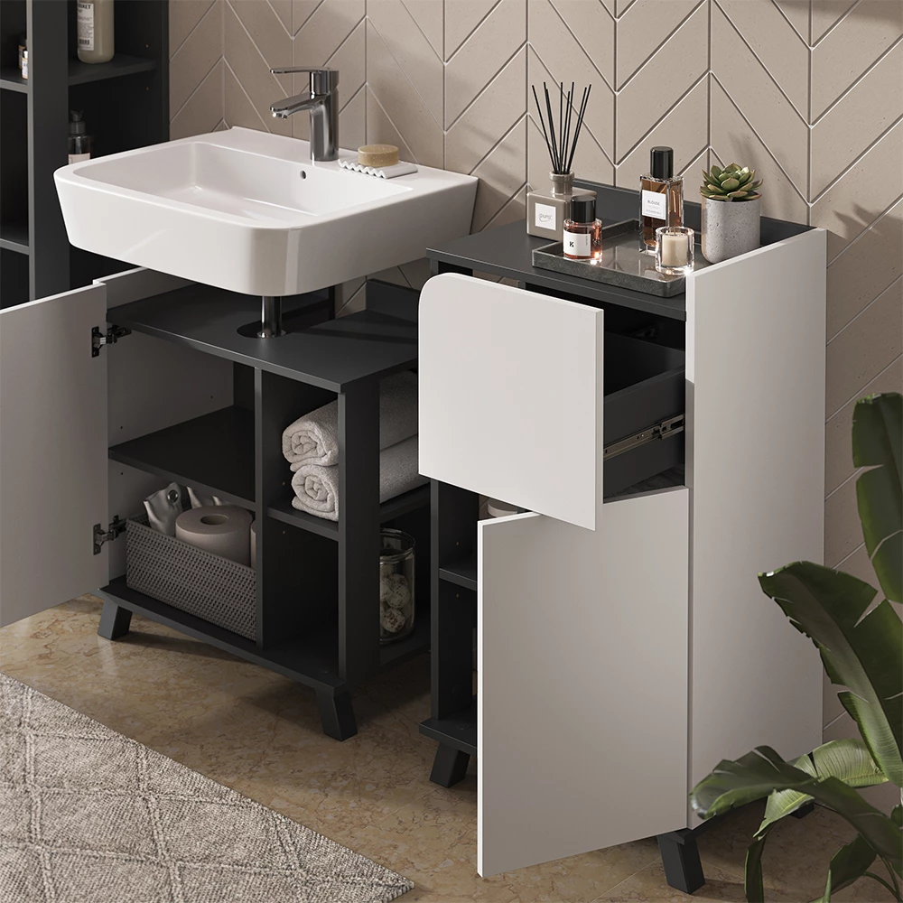 Vicco Badkamermeubelset "Karen", Antraciet/wit, 5 delen