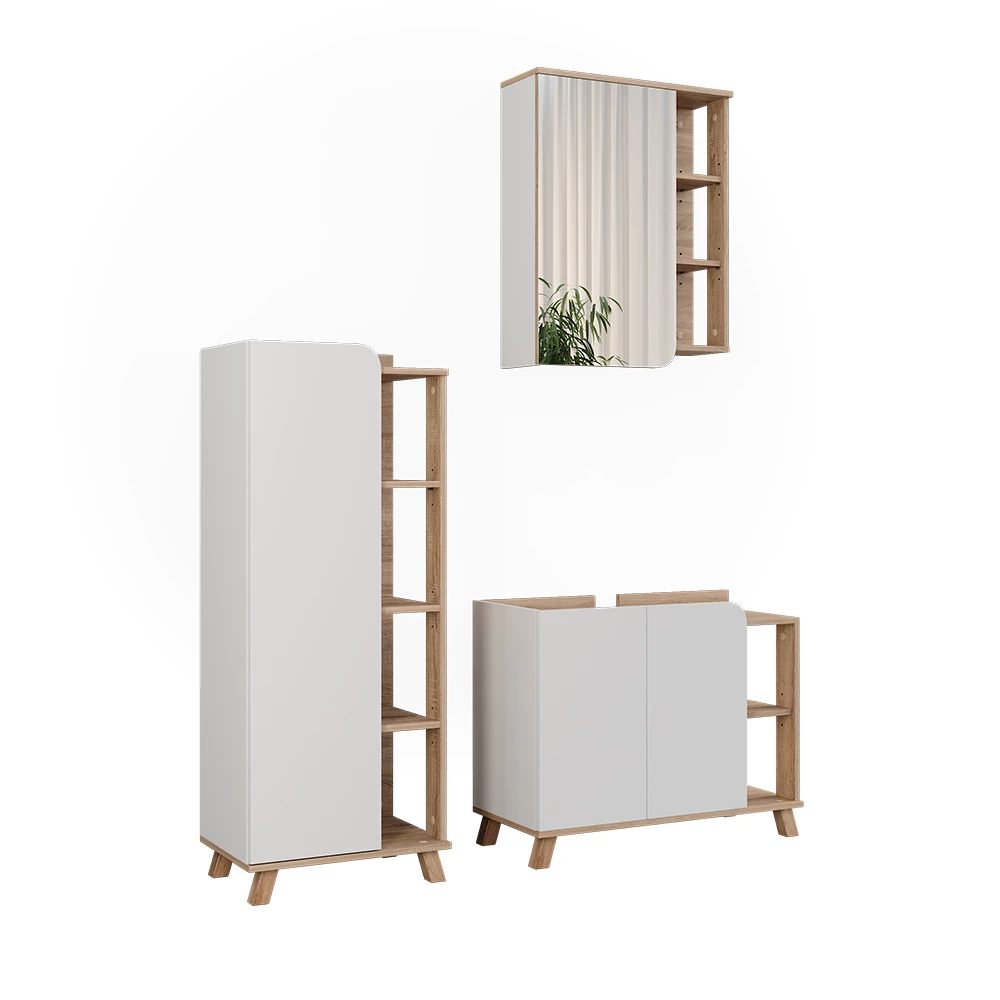 Vicco Badmöbel-Set Sonoma/Weiß 3 Teile, Karen
