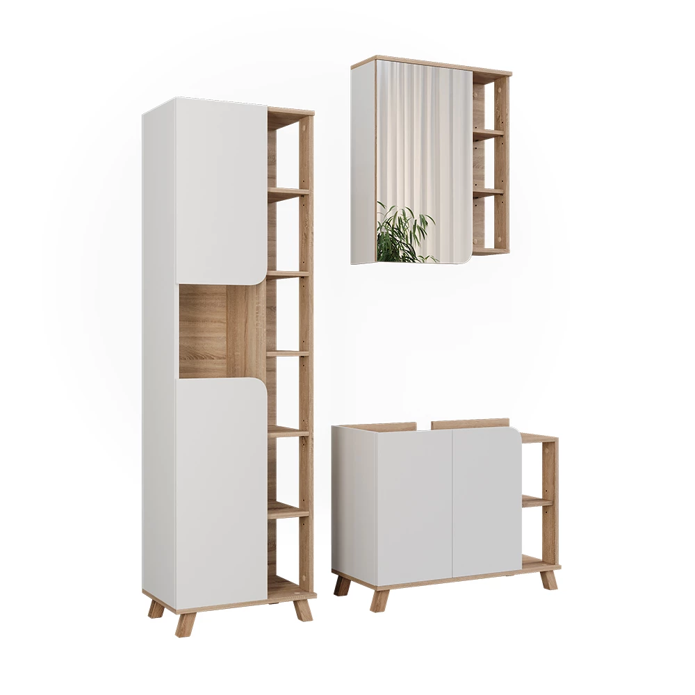 Vicco Badkamermeubelset Sonoma/Wit 3 delen, Karen