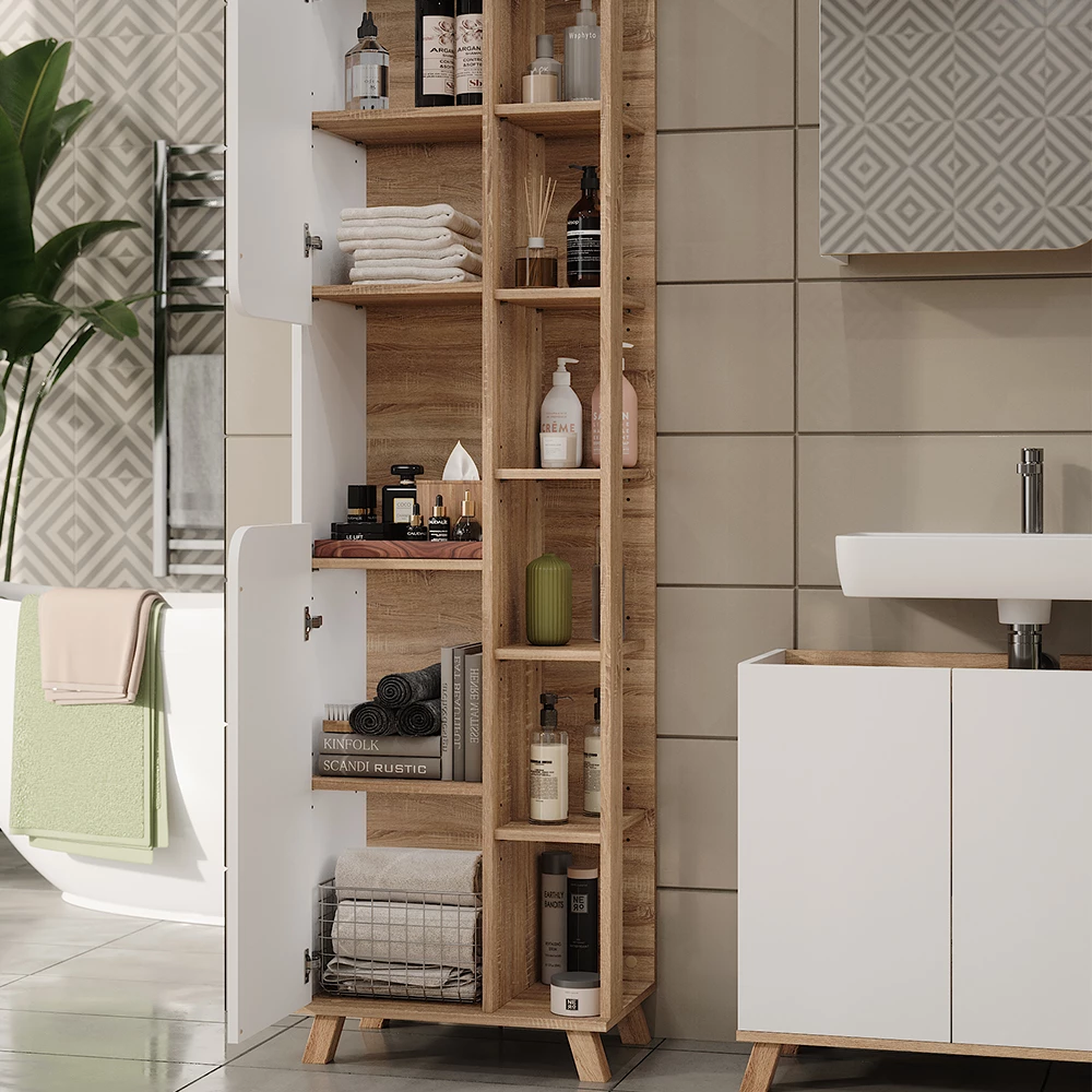 Vicco Set di mobili da bagno Sonoma/Bianco 3 parti, Karen