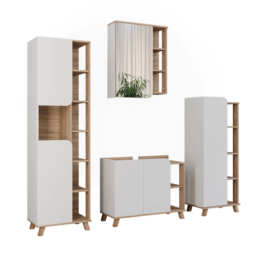 Vicco Badkamermeubelset Sonoma/Wit 4 delen, Karen