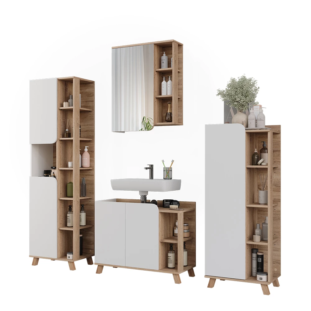 Vicco Badkamermeubelset Sonoma/Wit 4 delen, Karen