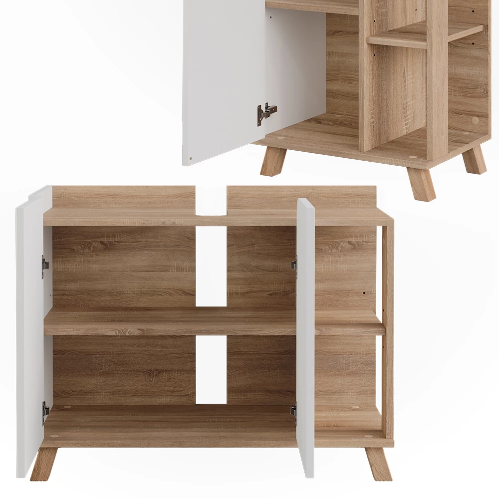 Vicco Badkamermeubelset Sonoma/Wit 4 delen, Karen