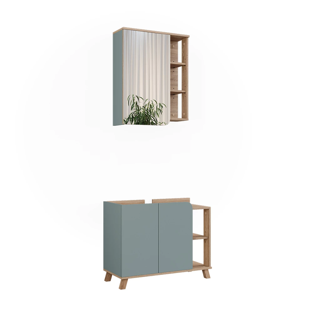 Vicco Badmöbel-Set Sonoma/Blau 2 Teile, Karen