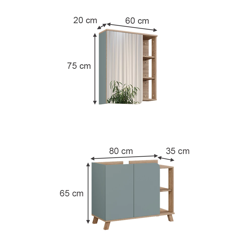Vicco Badmöbel-Set Sonoma/Blau 2 Teile, Karen