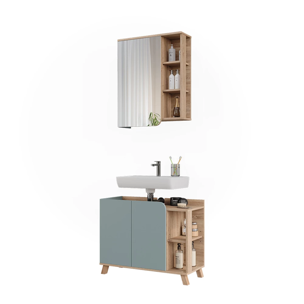 Vicco Badmöbel-Set Sonoma/Blau 2 Teile, Karen