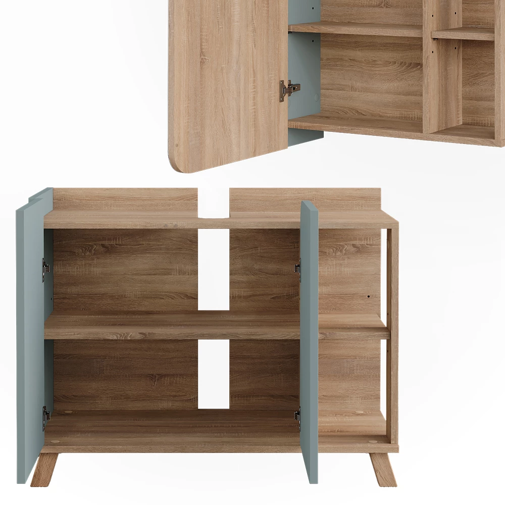 Vicco Badmöbel-Set Sonoma/Blau 2 Teile, Karen