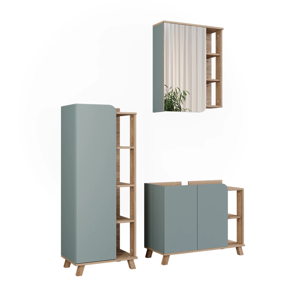 Vicco Badkamermeubelset Sonoma/blauw 3 delen, Karen