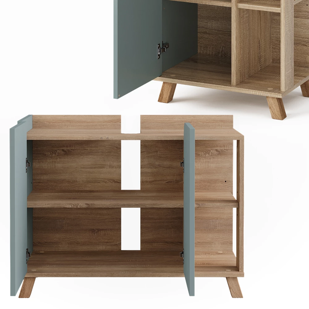 Vicco Badkamermeubelset Sonoma/blauw 3 delen, Karen