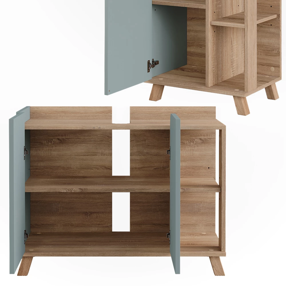Vicco Badmöbel-Set Sonoma/Blau 3 Teile, Karen