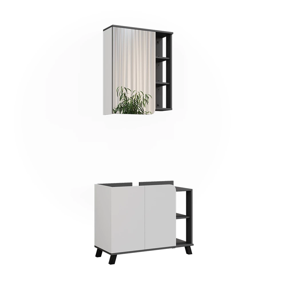 Vicco Badkamermeubelset Antraciet/wit 2 delen, Karen