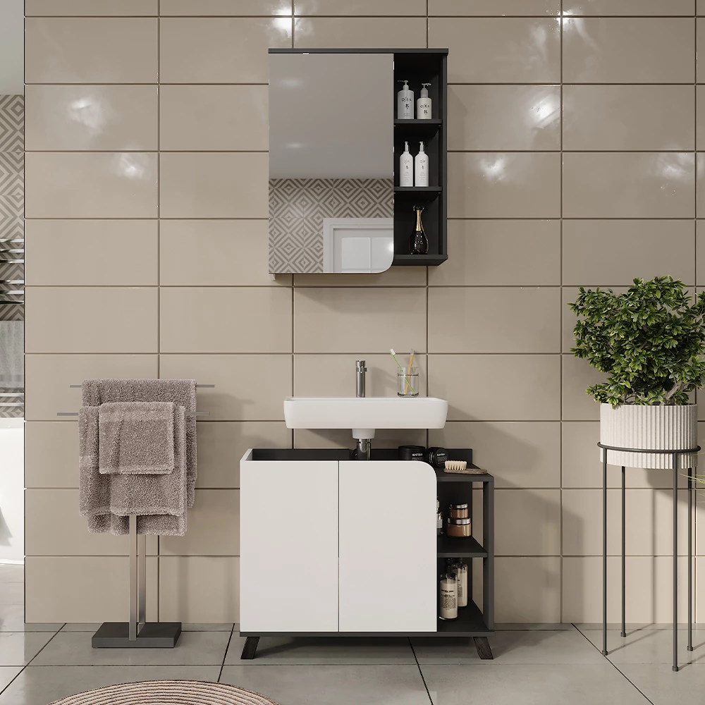 Vicco Badkamermeubelset Antraciet/wit 2 delen, Karen