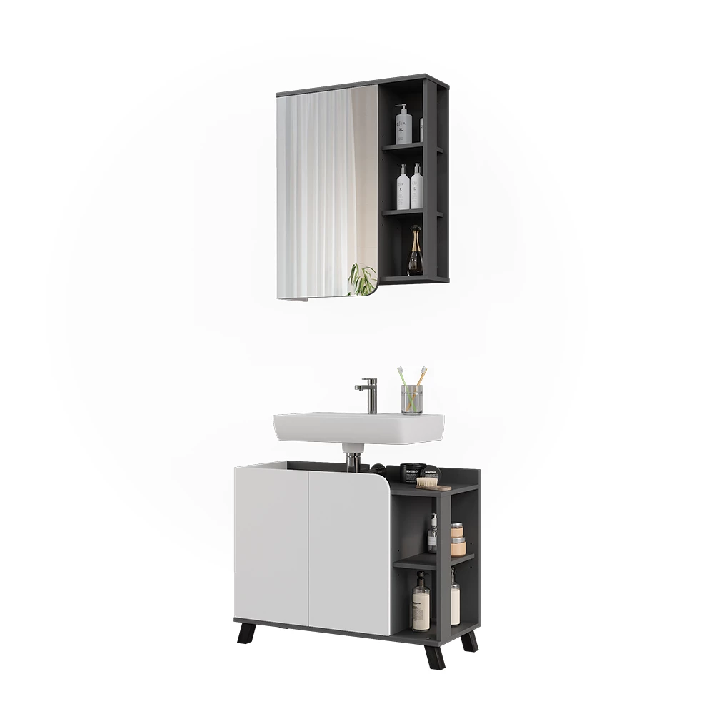 Vicco Badkamermeubelset Antraciet/wit 2 delen, Karen