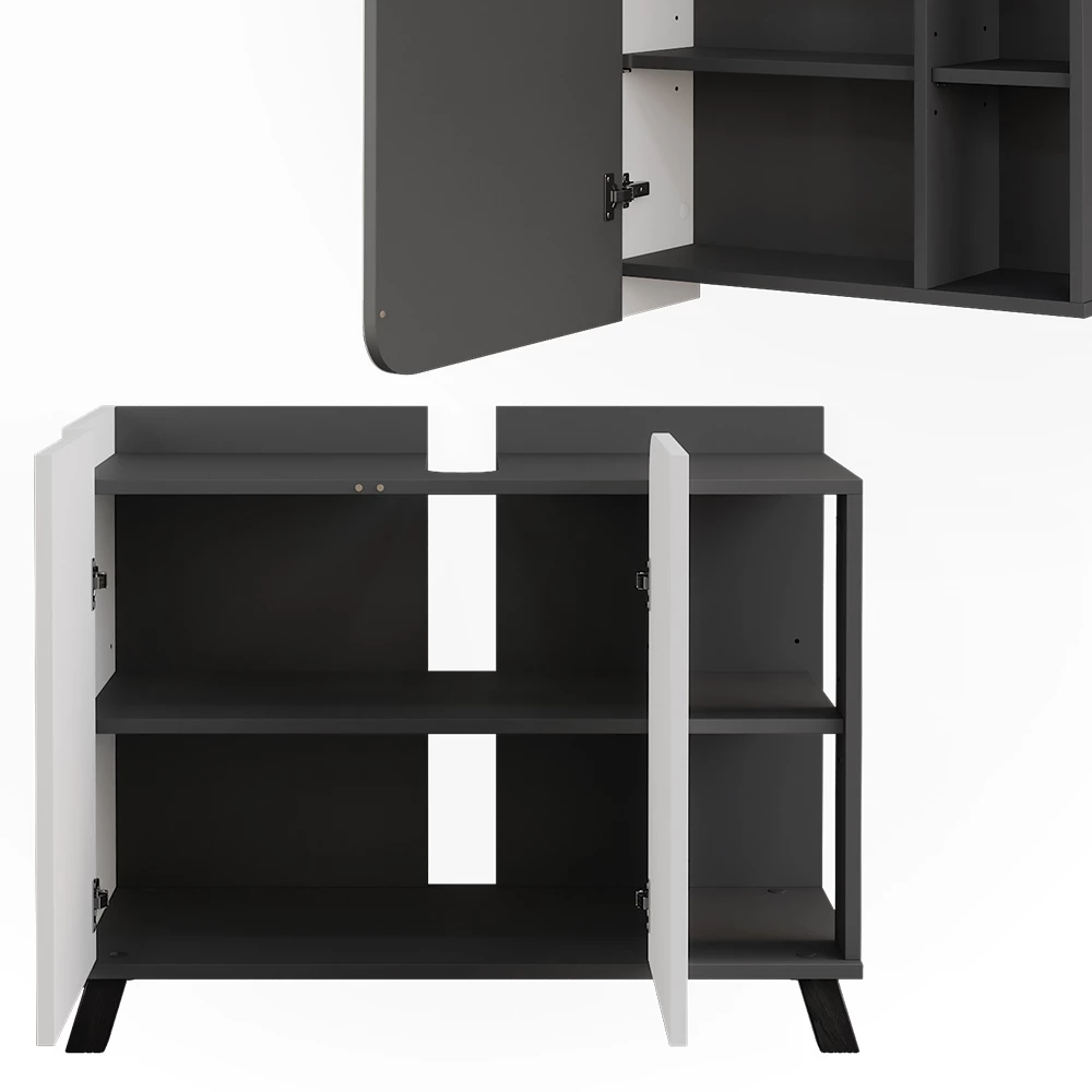 Vicco Badkamermeubelset Antraciet/wit 2 delen, Karen