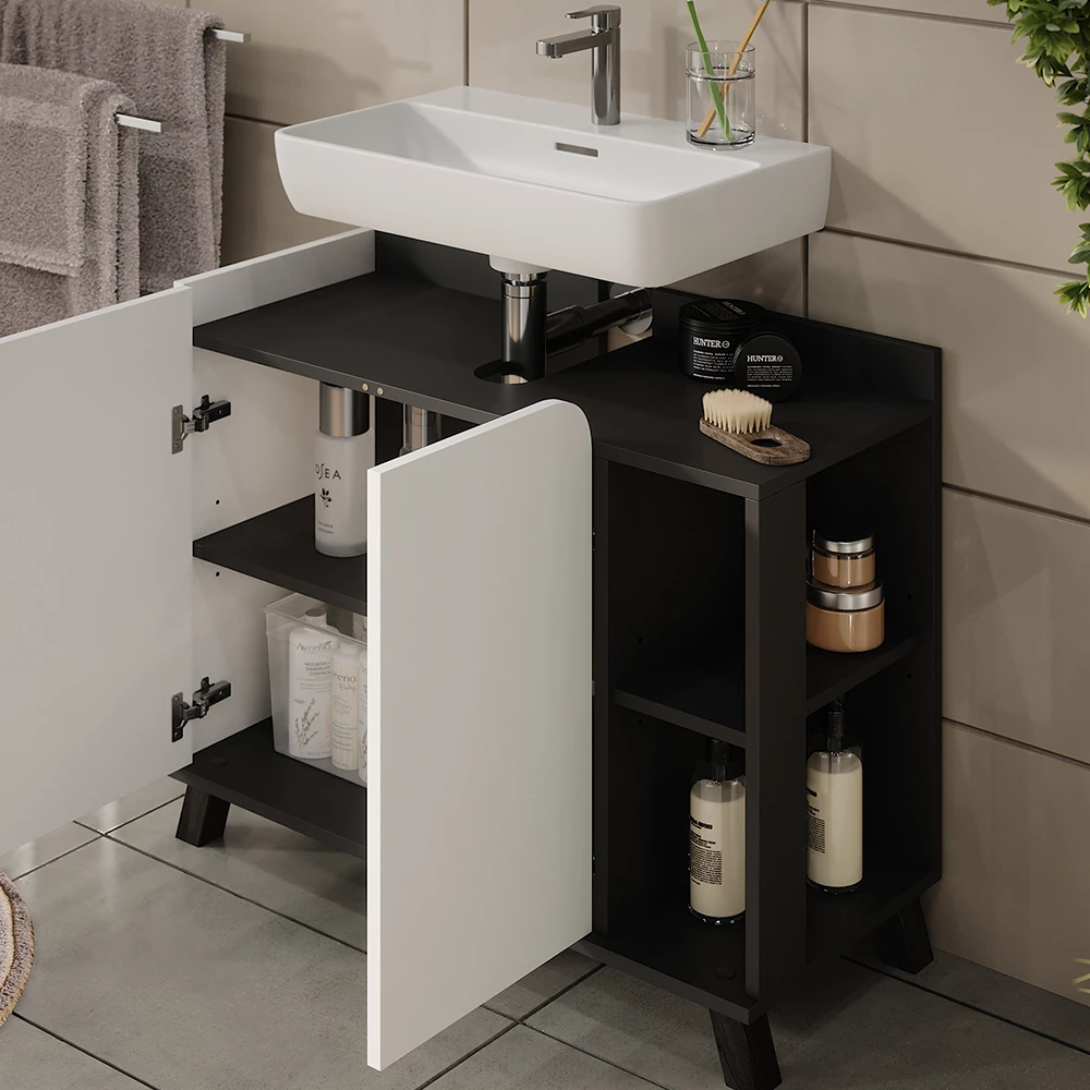 Vicco Badmöbel-Set Anthrazit/Weiß 3 Teile, Karen