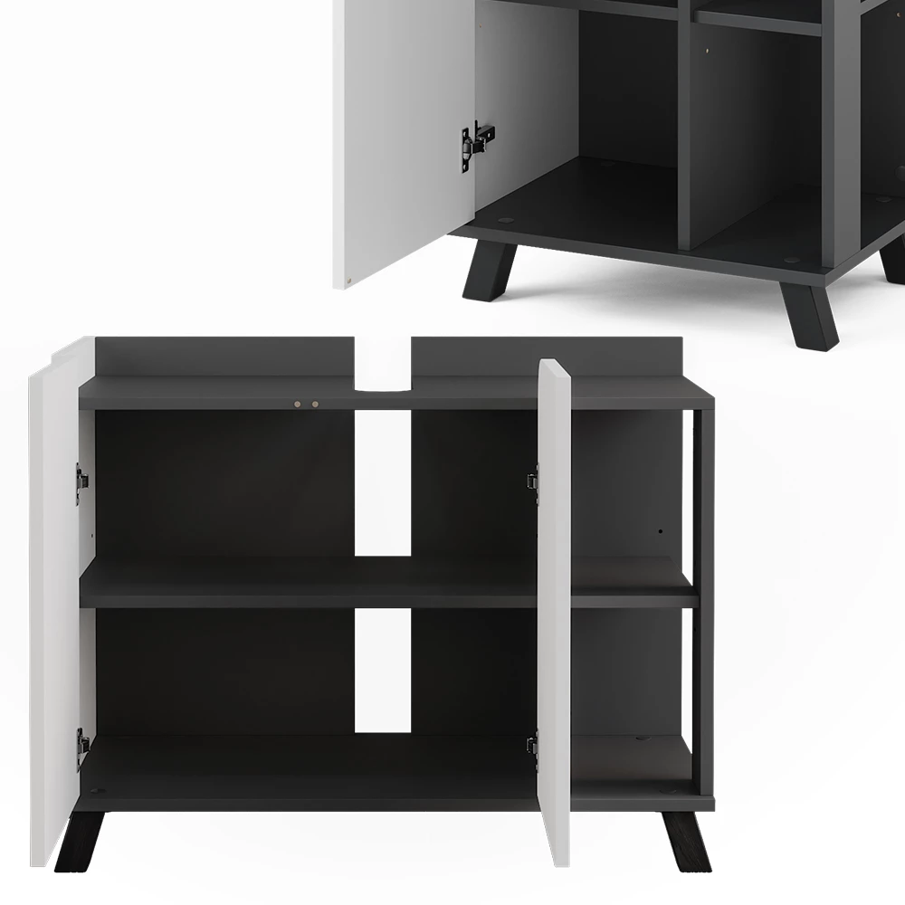 Vicco Badmöbel-Set Anthrazit/Weiß 3 Teile, Karen