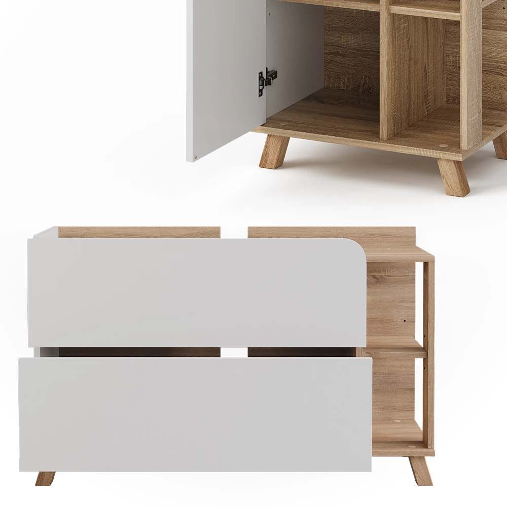Primo piano di Set di mobili da bagno in Sonoma/Bianco, mostrando design e dettagli della superficie