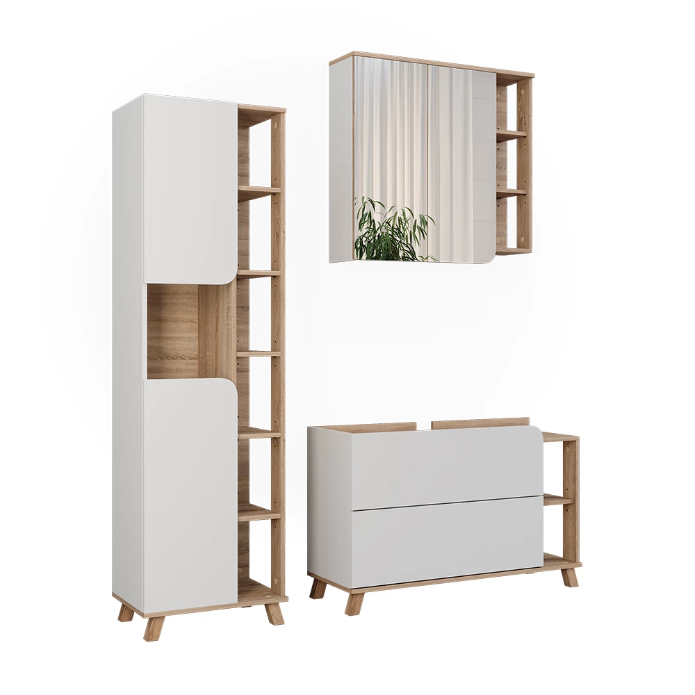 Vicco Badkamermeubelset Sonoma/Wit 3 delen, Karen