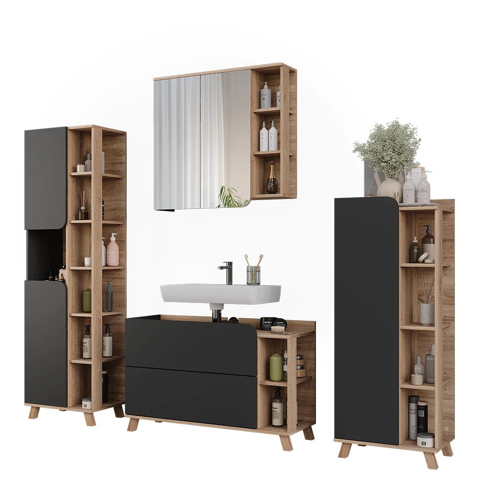 Vicco Badkamermeubelset Sonoma/antraciet 4 delen, Karen