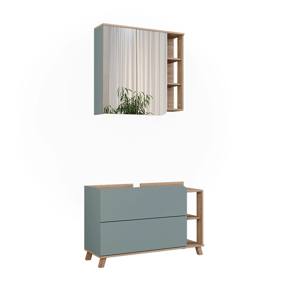 Vicco Badkamermeubelset Sonoma/blauw 2 delen, Karen