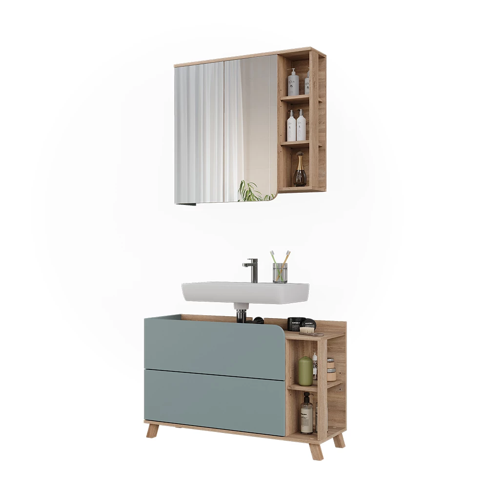 Vicco Badkamermeubelset Sonoma/blauw 2 delen, Karen