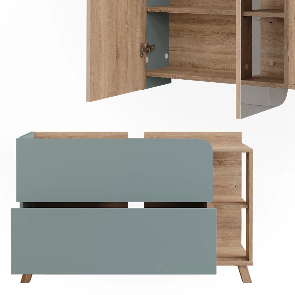 Vicco Badkamermeubelset Sonoma/blauw 2 delen, Karen