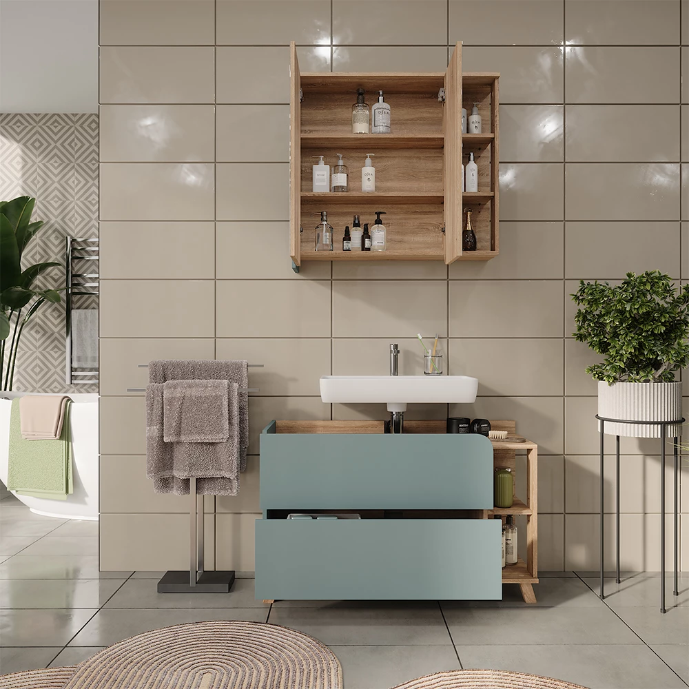 Vicco Badkamermeubelset Sonoma/blauw 2 delen, Karen