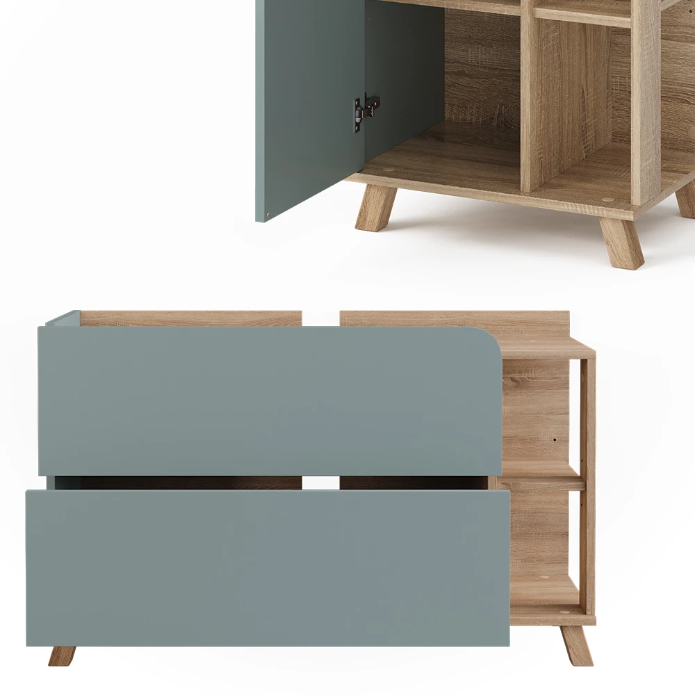 Vicco Badmöbel-Set Sonoma/Blau 3 Teile, Karen