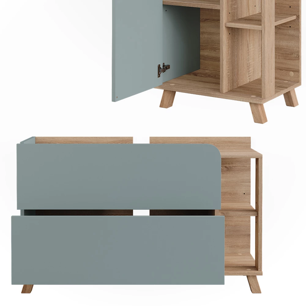 Vicco Badkamermeubelset Sonoma/blauw 3 delen, Karen