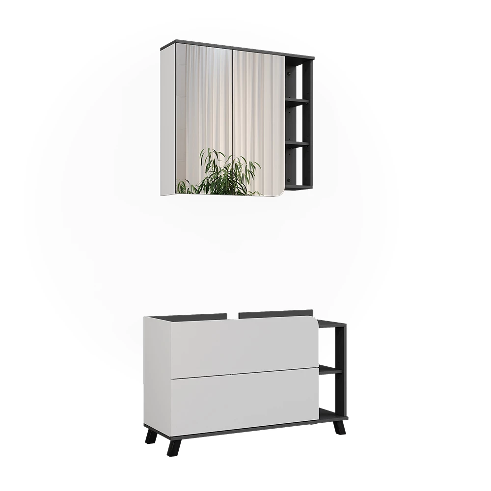 Vicco Badkamermeubelset Antraciet/wit 2 delen, Karen