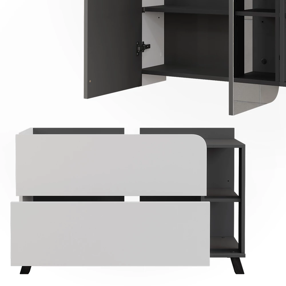 Vicco Badkamermeubelset Antraciet/wit 2 delen, Karen