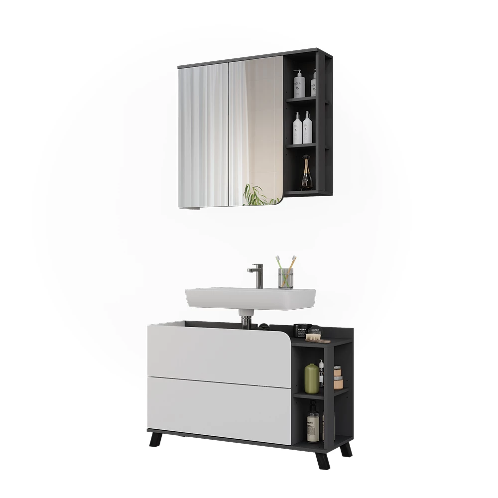 Vicco Badkamermeubelset Antraciet/wit 2 delen, Karen