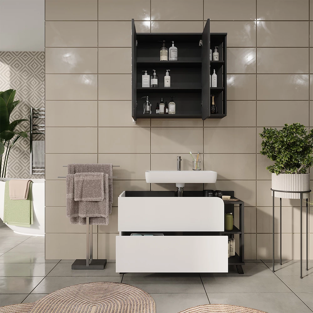 Vicco Badkamermeubelset Antraciet/wit 2 delen, Karen
