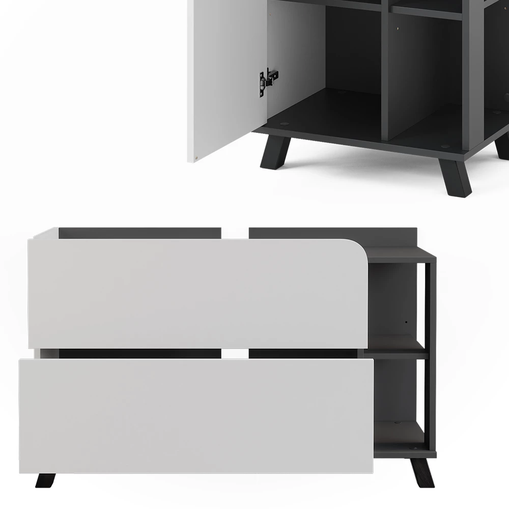 Vicco Badmöbel-Set Anthrazit/Weiß 3 Teile, Karen