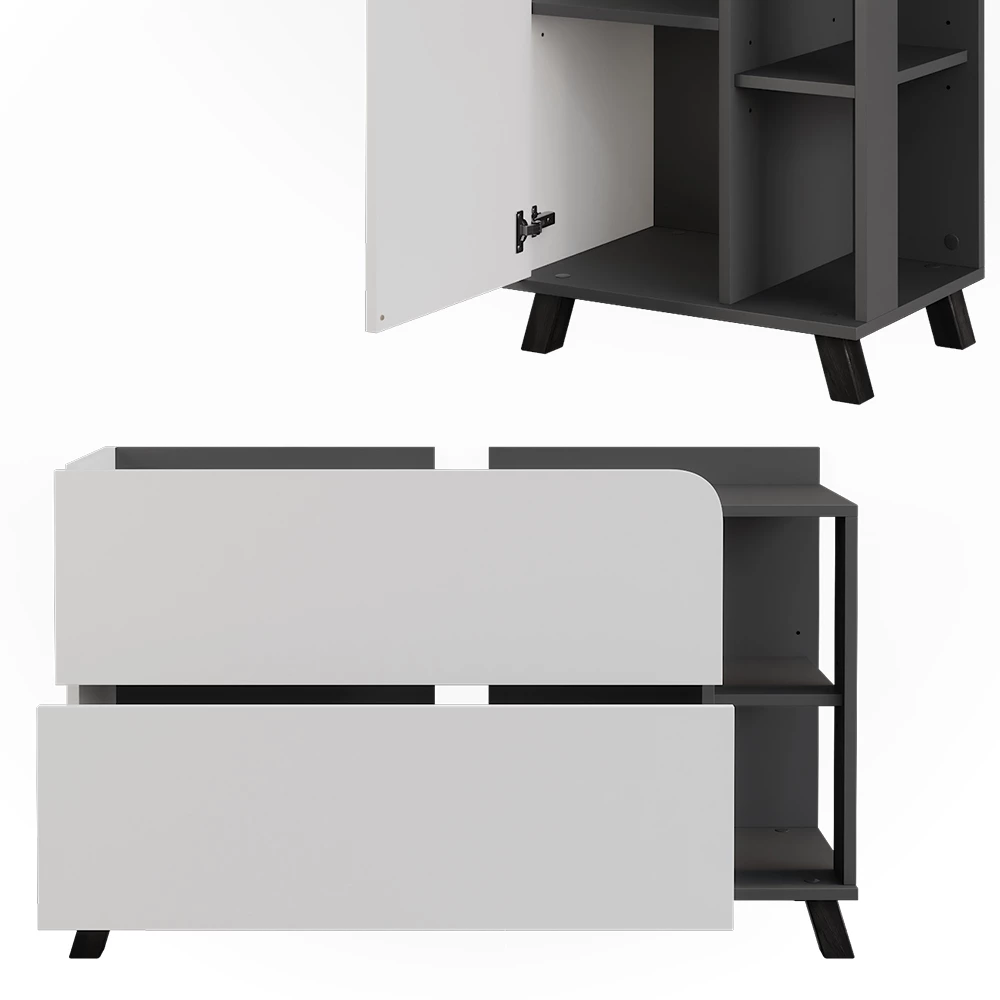 Vicco Badmöbel-Set Anthrazit/Weiß 3 Teile, Karen