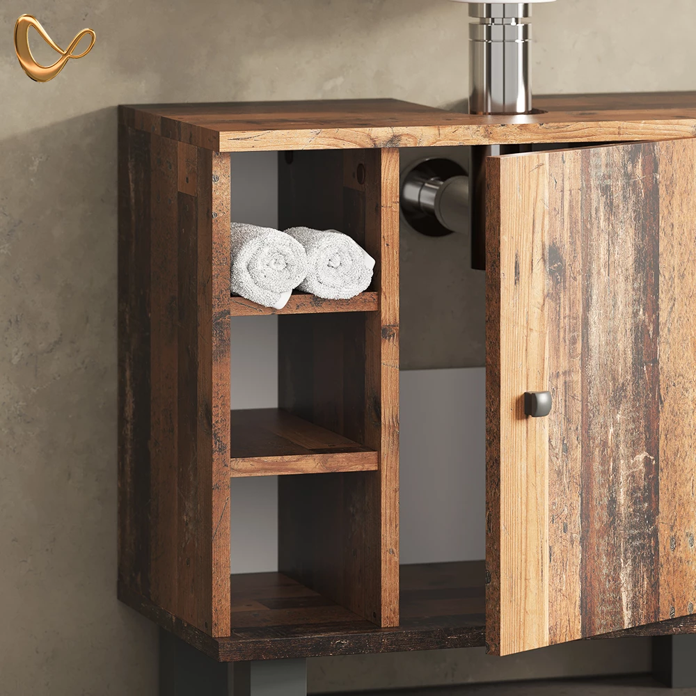 livinity® Badmöbel-Set Eiche rustikal 2 Teile, Fucino