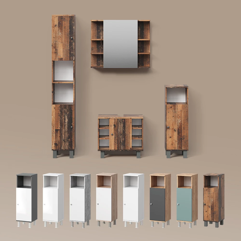 livinity® Badmöbel-Set Eiche rustikal 2 Teile, Fucino