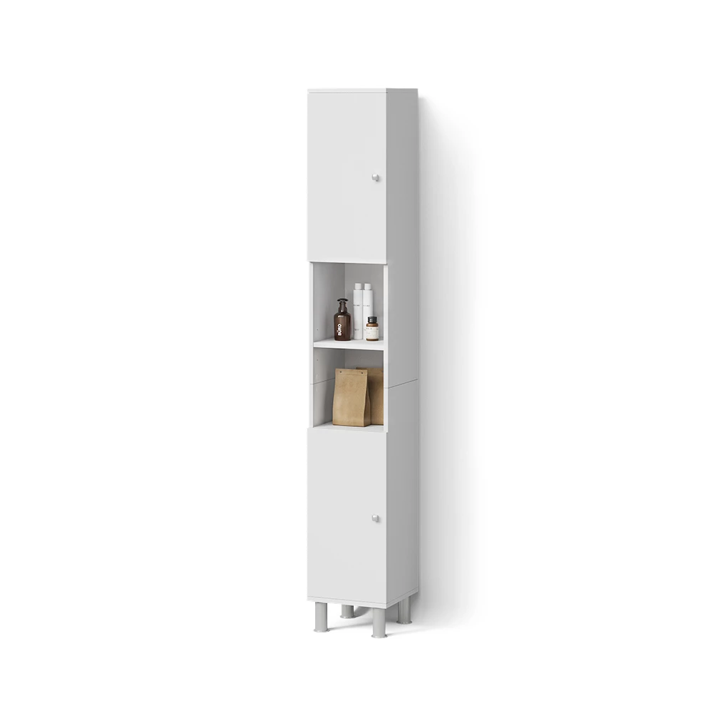Badschrank in Weiß auf weißem Hintergrund