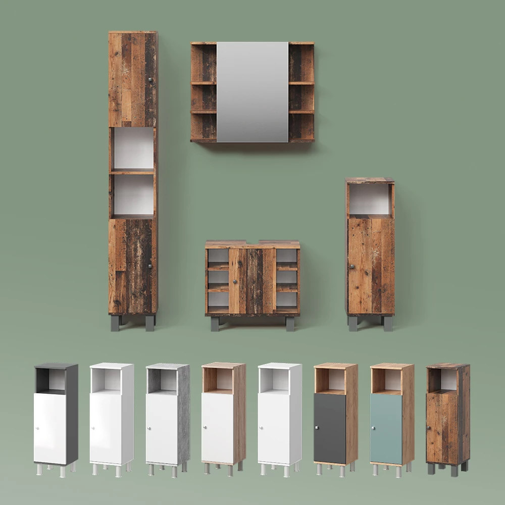 Midischrank Fucino Weiß Hochglanz 30 x 95 cm livinity®